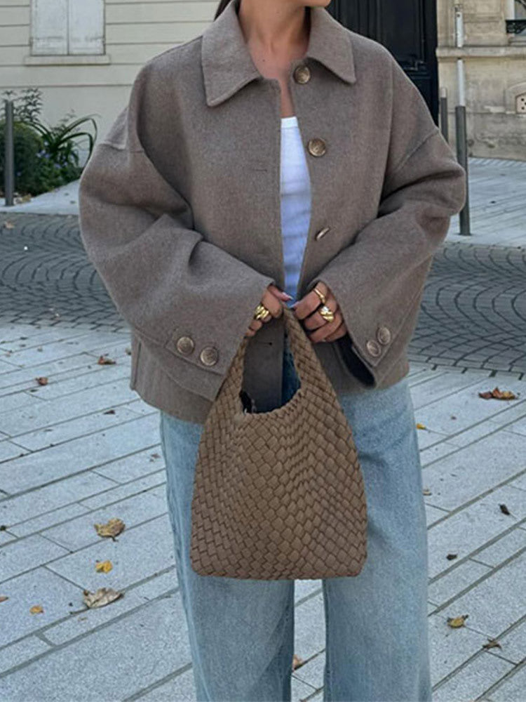 Adele Casual Polo Collar Short Jacket