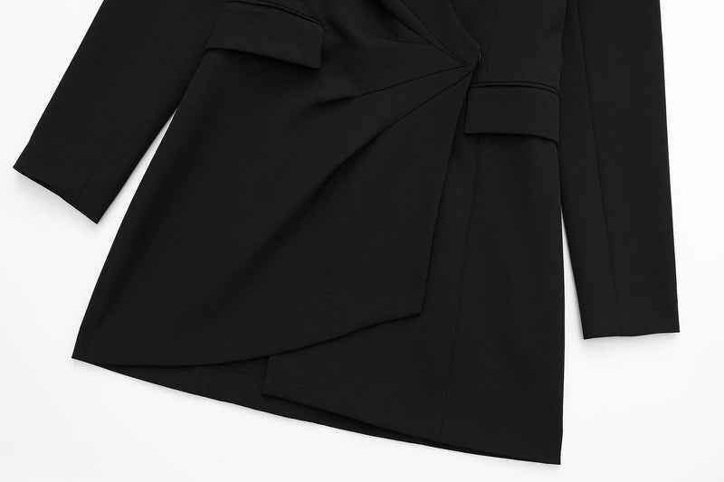 Celeste V-Neck Pleated Blazer Dress