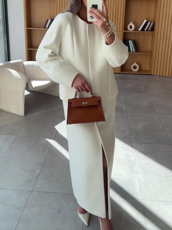 Elena Round Neck Single Breasted Coat