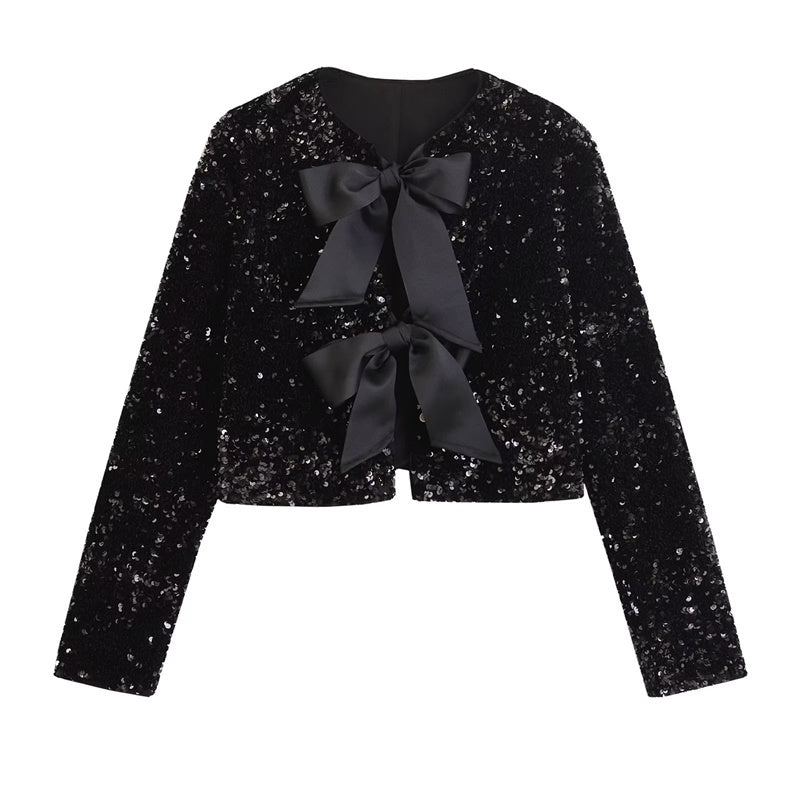 Aria Bowknot Sequin Jacket