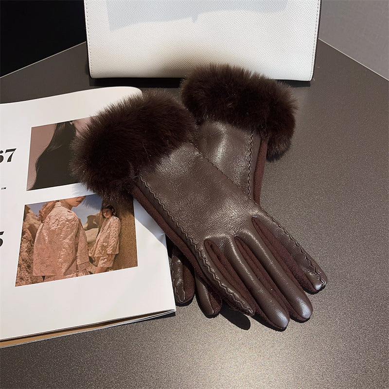 FOXY FUR GLOVES  - PU Leather & Suede