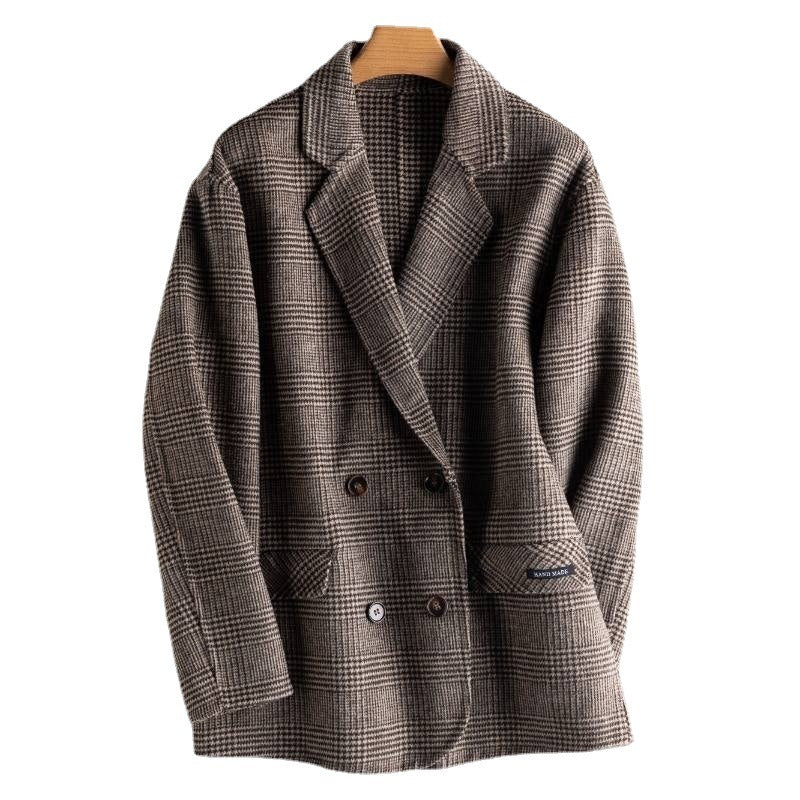 Celeste Double-Sided Cashmere Plaid Blazer