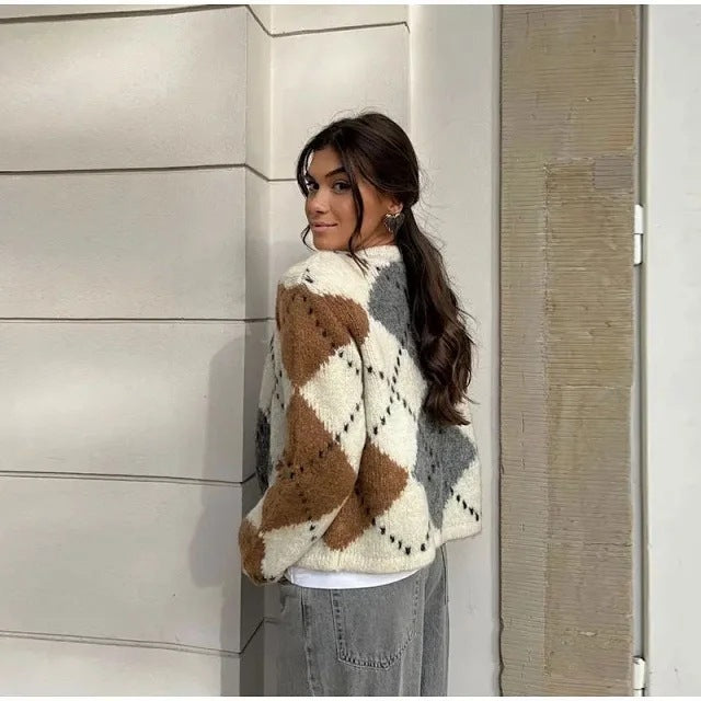 Nara Alpaca Geometric Knit Cardigan