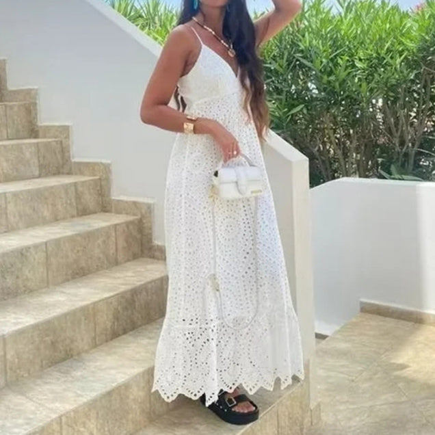 Graceful High-Waist Sling Dress