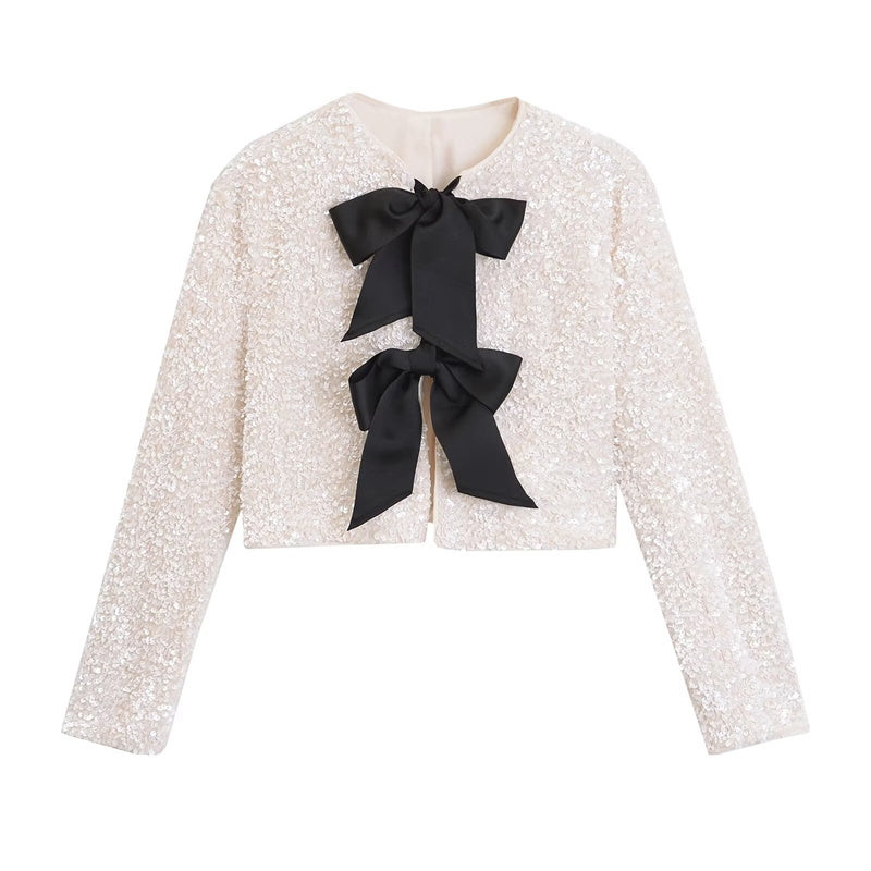 Aria Bowknot Sequin Jacket
