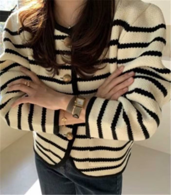 Leonie Striped Buckle Cardigan