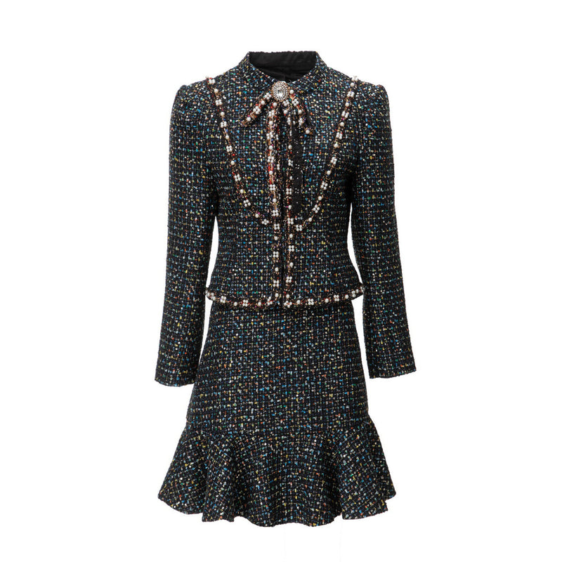 Celeste Bow-Accent Fishtail Skirt Suit