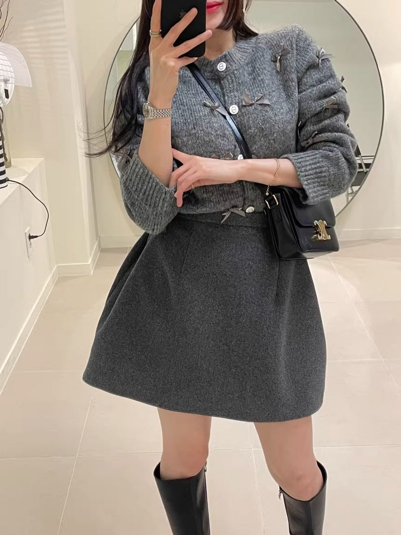 Elle Bowknot Knit Cardigan