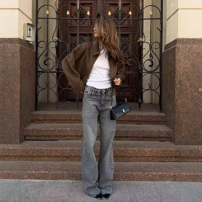 Emilia Retro Zippered Short Jacket