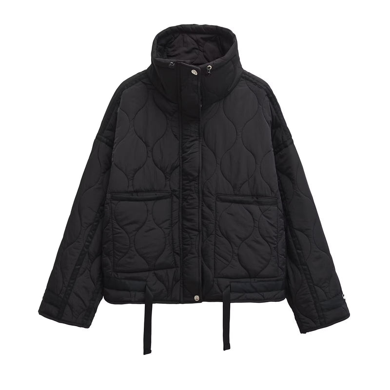 Celeste Stand Collar Ripple Jacket